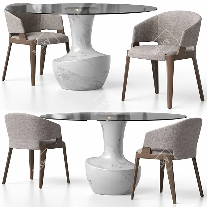 Elegant VELIS Chair & ANFORA Table 3D model image 1