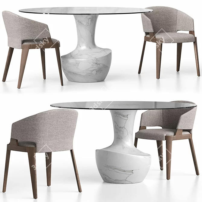 Elegant VELIS Chair & ANFORA Table 3D model image 2