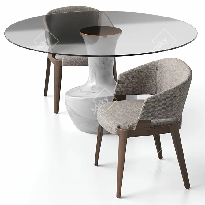 Elegant VELIS Chair & ANFORA Table 3D model image 3