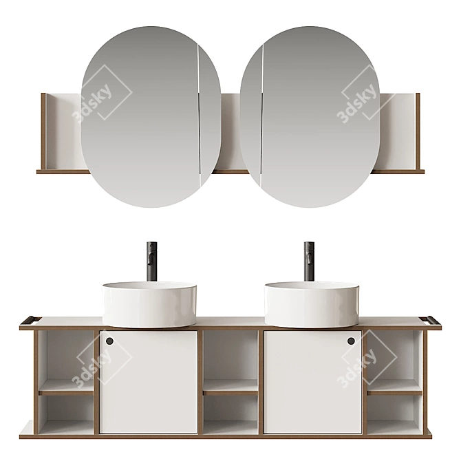 Theo Vanity Unit with Countertop Washbasin 3D model image 1