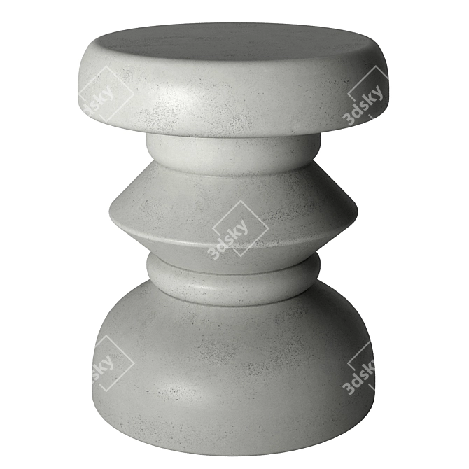 Modern Curved Concrete Stool 3D model image 1