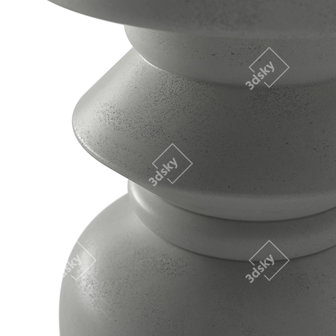 Modern Curved Concrete Stool 3D model image 2