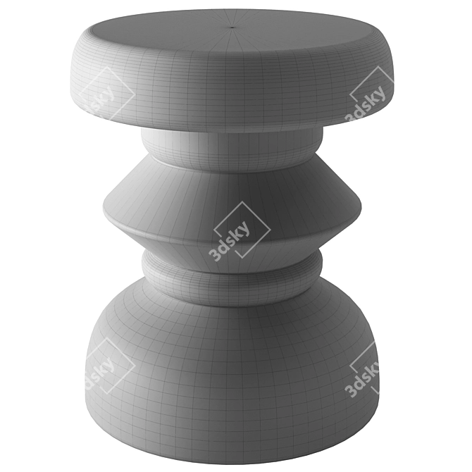 Modern Curved Concrete Stool 3D model image 3