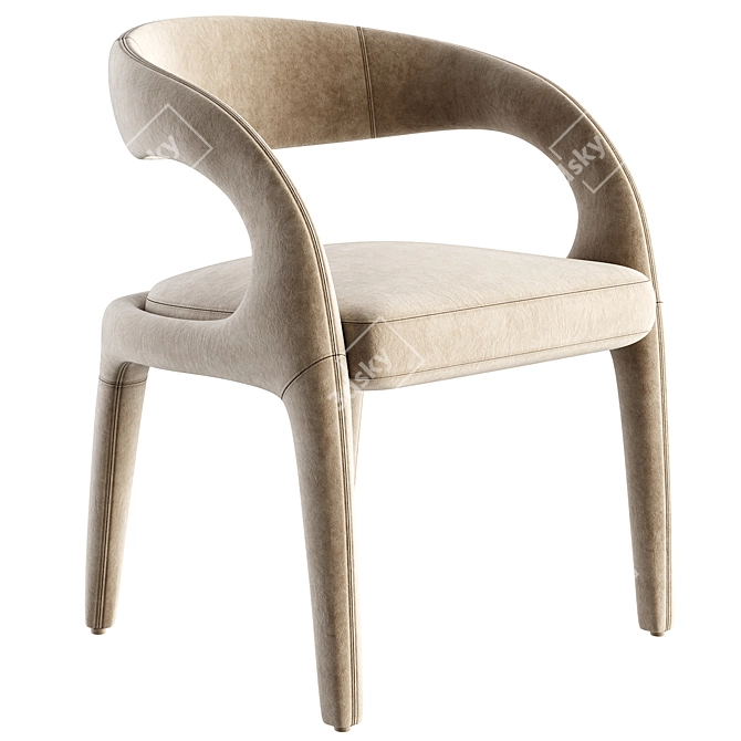 Modern Leather Dining Chair Set 3D model image 1