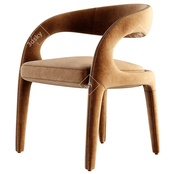 Modern Leather Dining Chair Set 3D model image 2