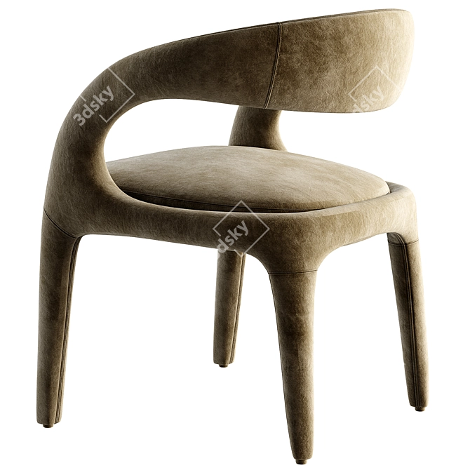 Modern Leather Dining Chair Set 3D model image 3