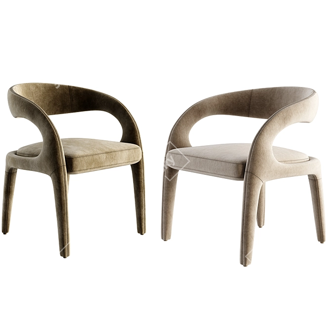 Modern Leather Dining Chair Set 3D model image 4