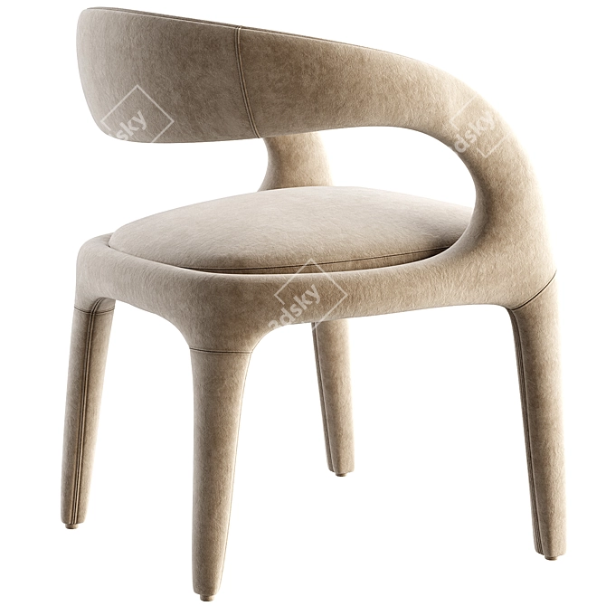 Modern Leather Dining Chair Set 3D model image 5