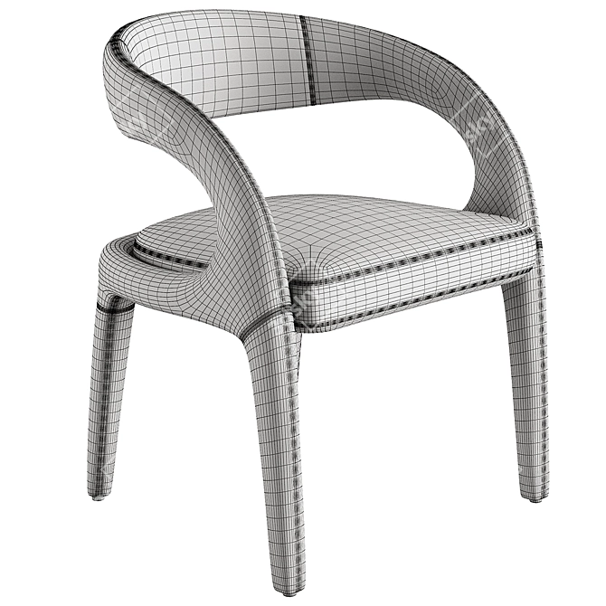 Modern Leather Dining Chair Set 3D model image 6