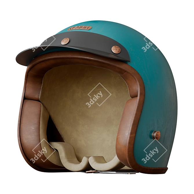 Retro Biker Helmet 3D model image 3