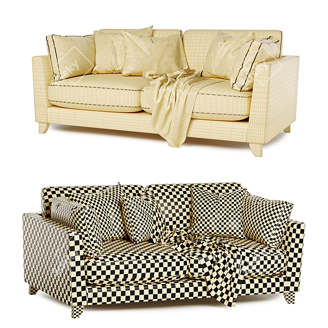 Elegant Paloma 3 Seater Sofa 3D model image 3