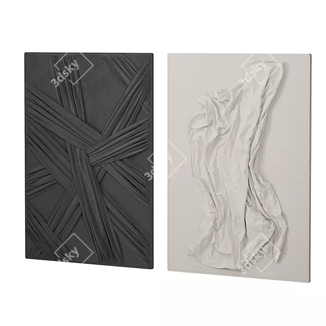 Title: Textile & Plaster Relief Painting 3D model image 3