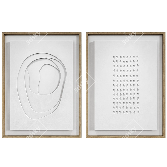 Geometric Relief Artwork Duo 3D model image 1