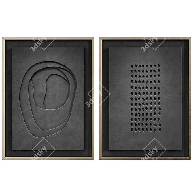 Geometric Relief Artwork Duo 3D model image 2