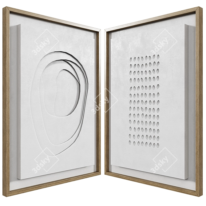 Geometric Relief Artwork Duo 3D model image 3