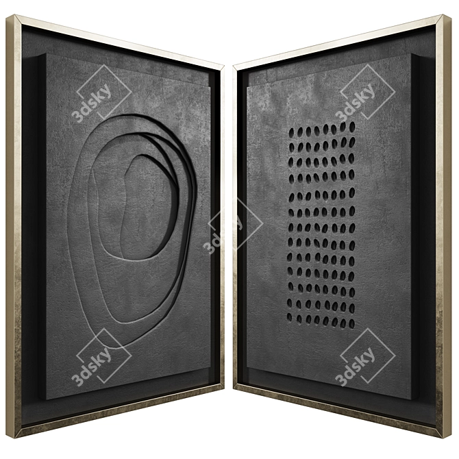 Geometric Relief Artwork Duo 3D model image 4