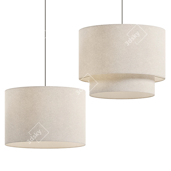 Meadow Fabric Metal Pendant Light 3D model image 1