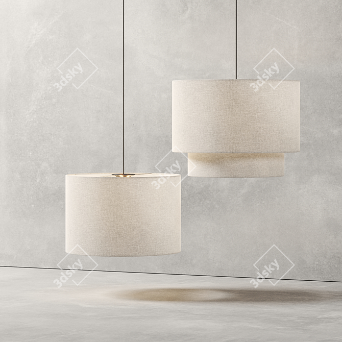 Meadow Fabric Metal Pendant Light 3D model image 2