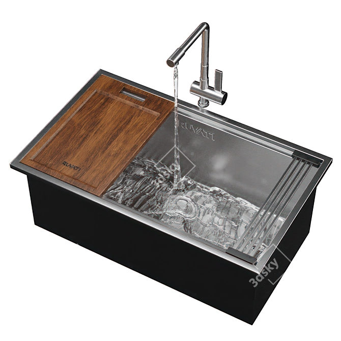 Modern Ruvati Sink with Tap 3D model image 2