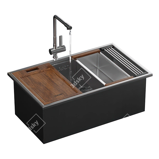 Modern Ruvati Sink with Tap 3D model image 4