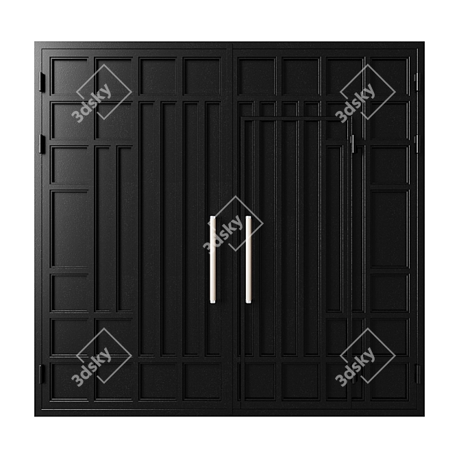 Modern Black Hi-Tech Gate 3D model image 3