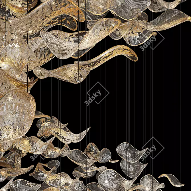 Glass Spiral Pendant Lighting Sculpture 3D model image 2