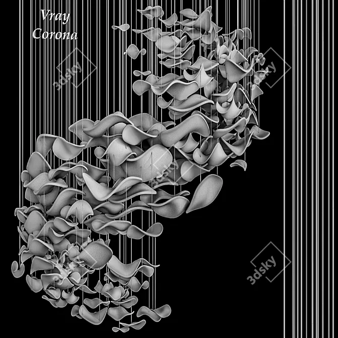 Glass Spiral Pendant Lighting Sculpture 3D model image 3