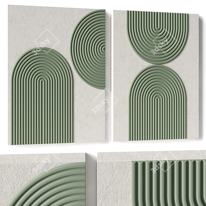 Stone Relief Artwork Panel 3D model image 1