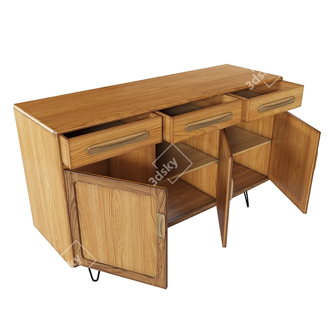 1970s Teak Hairpin Sideboard Retro 3D model image 4