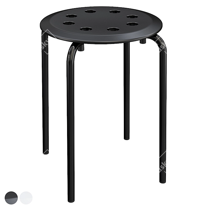 Modern Black Marius Stool Ikea 3D model image 1