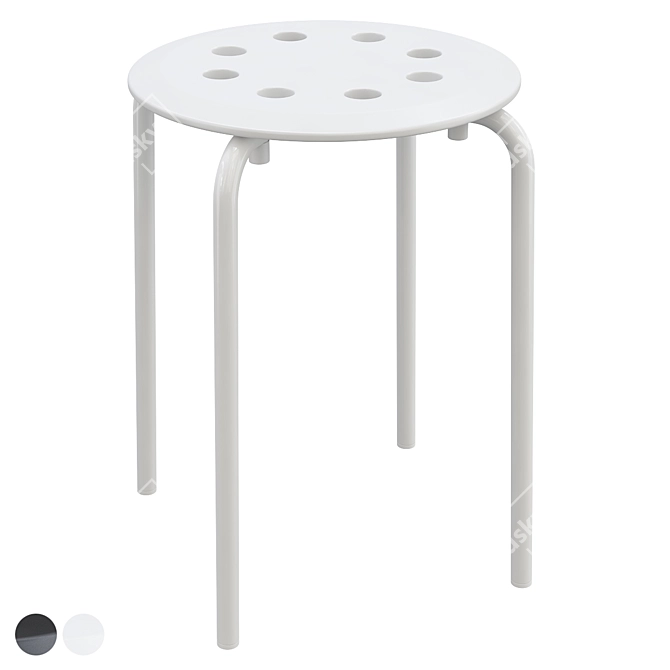 Modern Black Marius Stool Ikea 3D model image 2