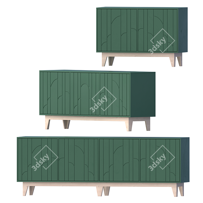 Modi Reed Sideboard in Multiple Sections 3D model image 2