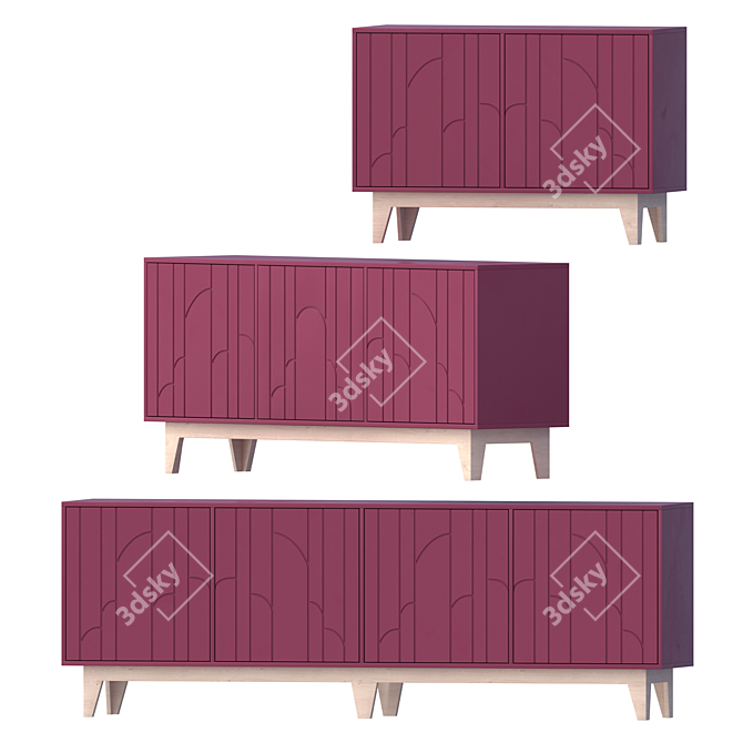 Modi Reed Sideboard in Multiple Sections 3D model image 3