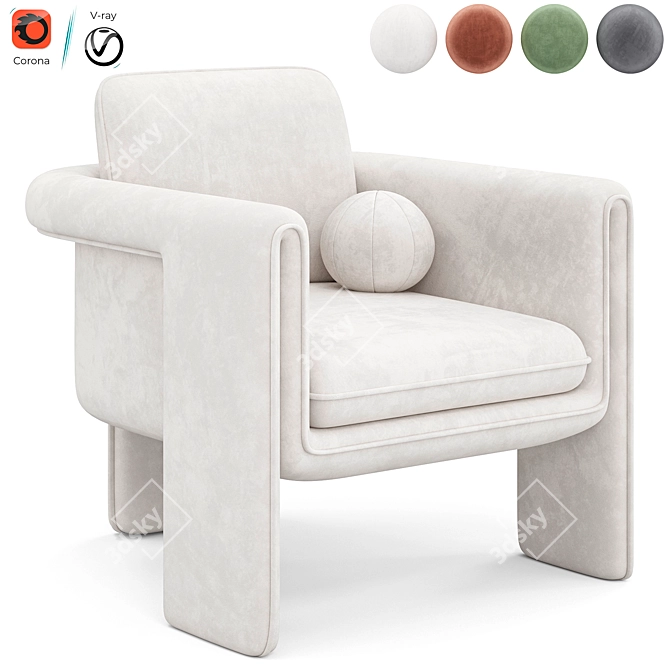 Floria Velvet Chair Design 3D model image 1