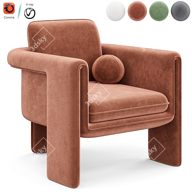 Floria Velvet Chair Design 3D model image 4