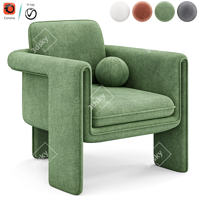Floria Velvet Chair Design 3D model image 5