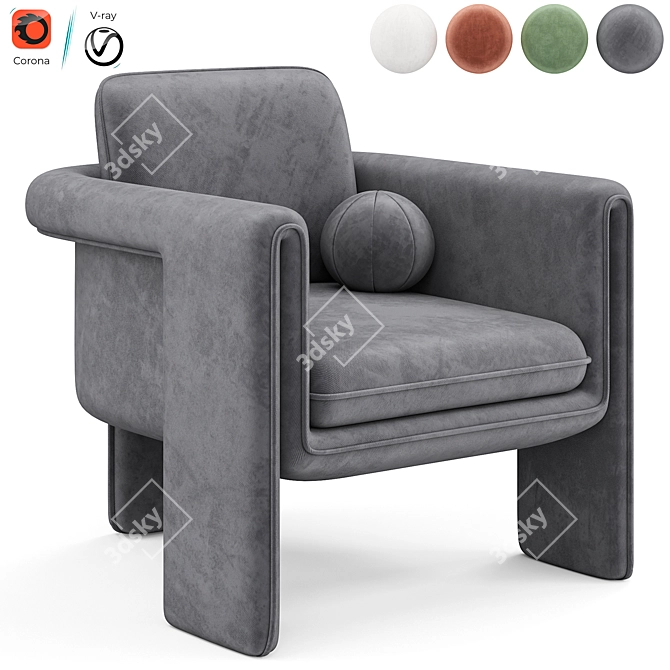 Floria Velvet Chair Design 3D model image 6