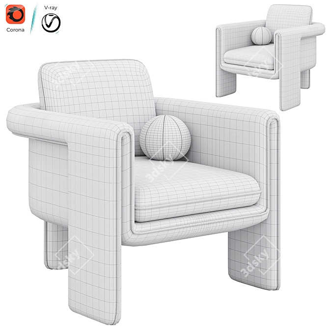 Floria Velvet Chair Design 3D model image 7
