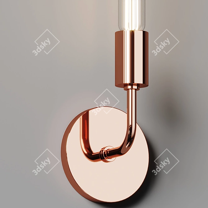 Minimalist Brass Wall Sconce 3D model image 4