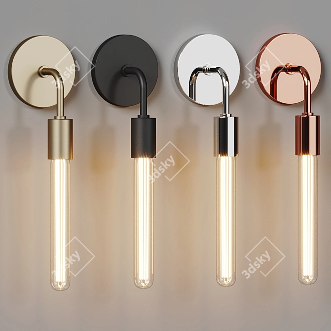 Minimalist Brass Wall Sconce 3D model image 5