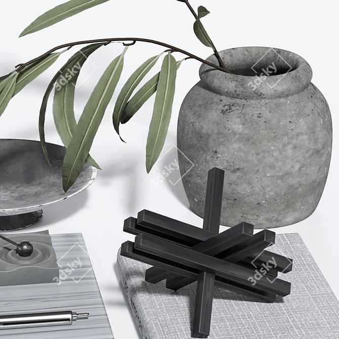 Modern Statue Plant Decor Set 3D model image 2