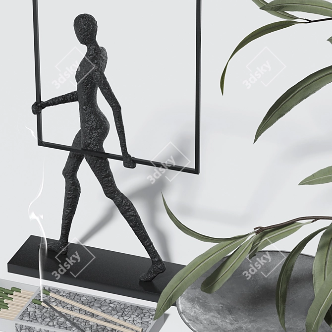 Modern Statue Plant Decor Set 3D model image 3