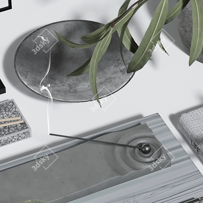 Modern Statue Plant Decor Set 3D model image 4