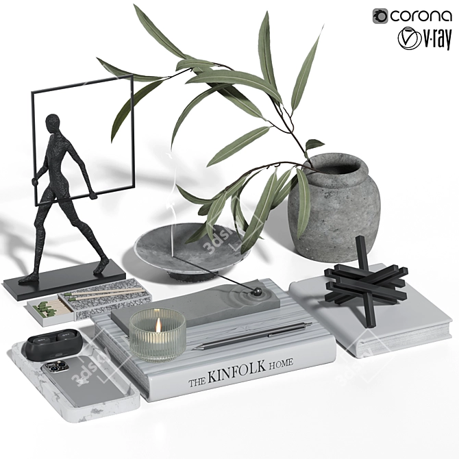 Modern Statue Plant Decor Set 3D model image 7