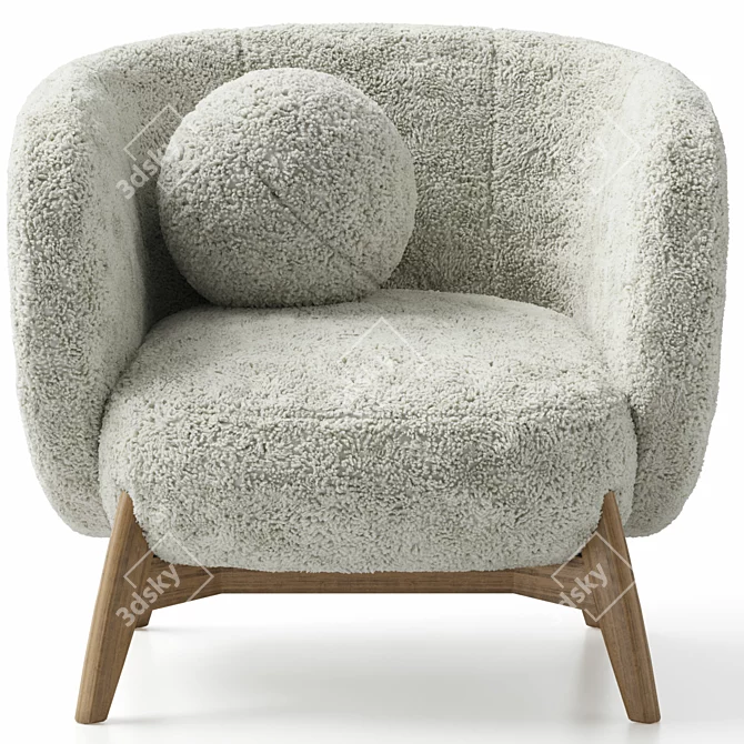 Cozy White Armchair Set, Hair & Fur 3D model image 2