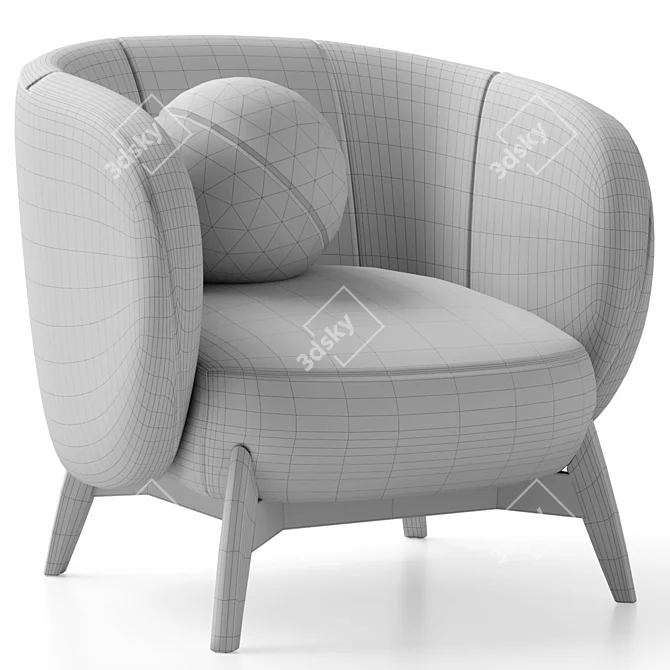 Cozy White Armchair Set, Hair & Fur 3D model image 5