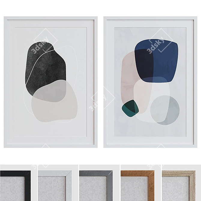 Modern Abstract Picture Frame Set 3D model image 1