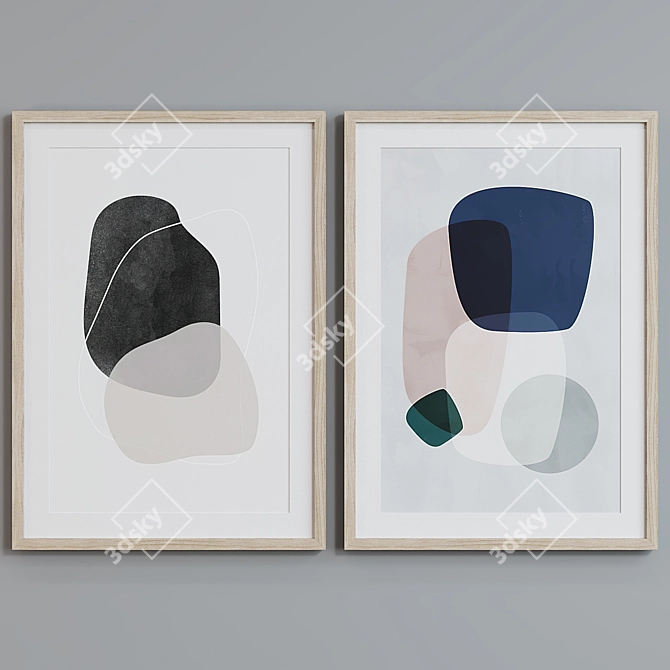 Modern Abstract Picture Frame Set 3D model image 3