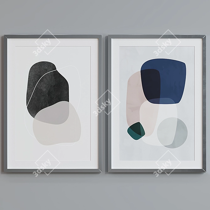 Modern Abstract Picture Frame Set 3D model image 5