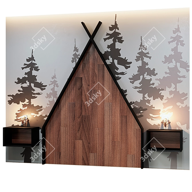 Child's Headboard Set with Textures 3D model image 2